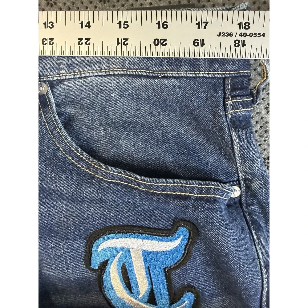 True Religion Bobby Applique Relaxed Baggy Jeans 32x32 Medium Blaze Wash New